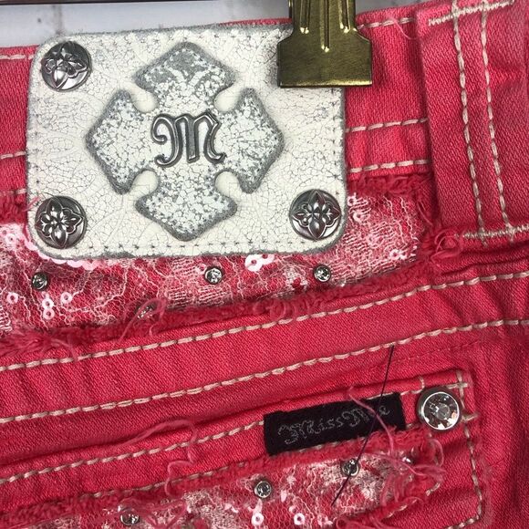 Miss Me Pink Denim Cropped Jeans Women's Sz 30 - Picture 9 of 9
